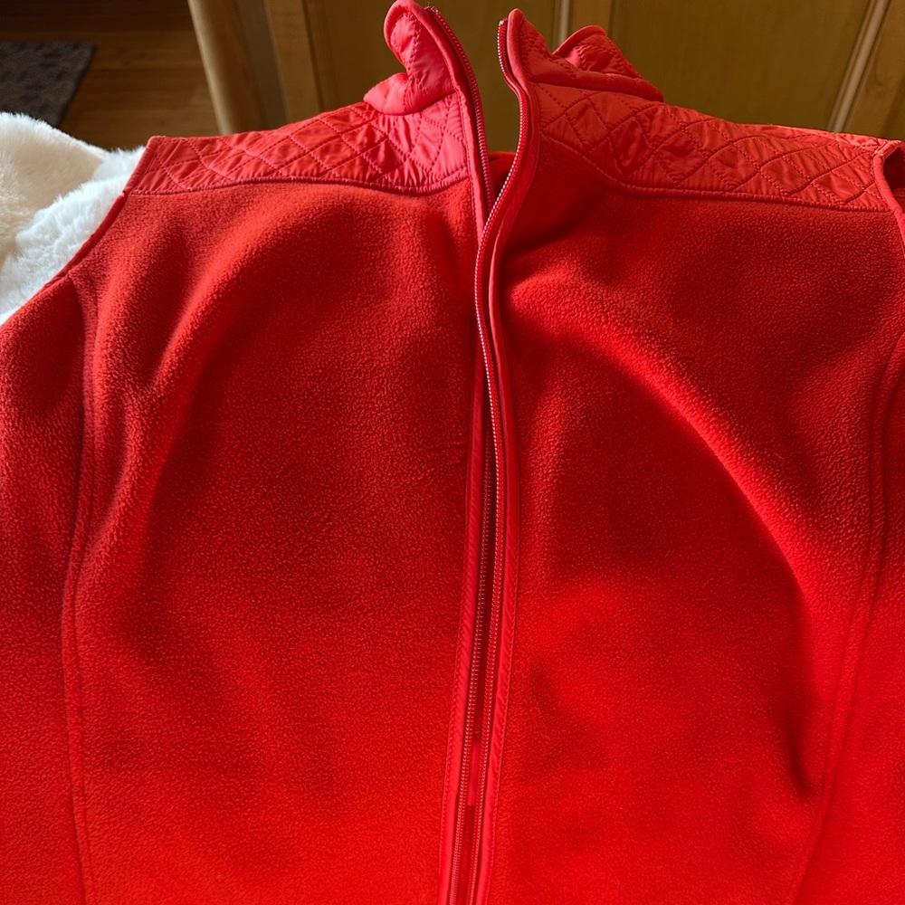 Talbots red, fleece vest. Women's large petite. Non-smoking home. Minimal wear